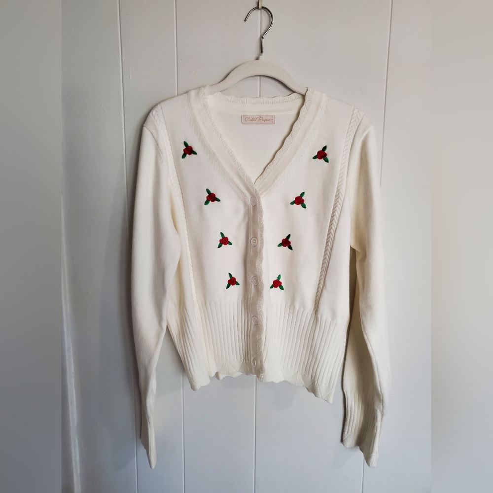 NWOT Belle Poque Embroidered Cardigan